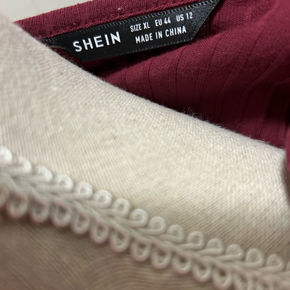 SHEIN BASICS Ribbed Split Neck Bodycon Mini Dress - Picture 5 of 5